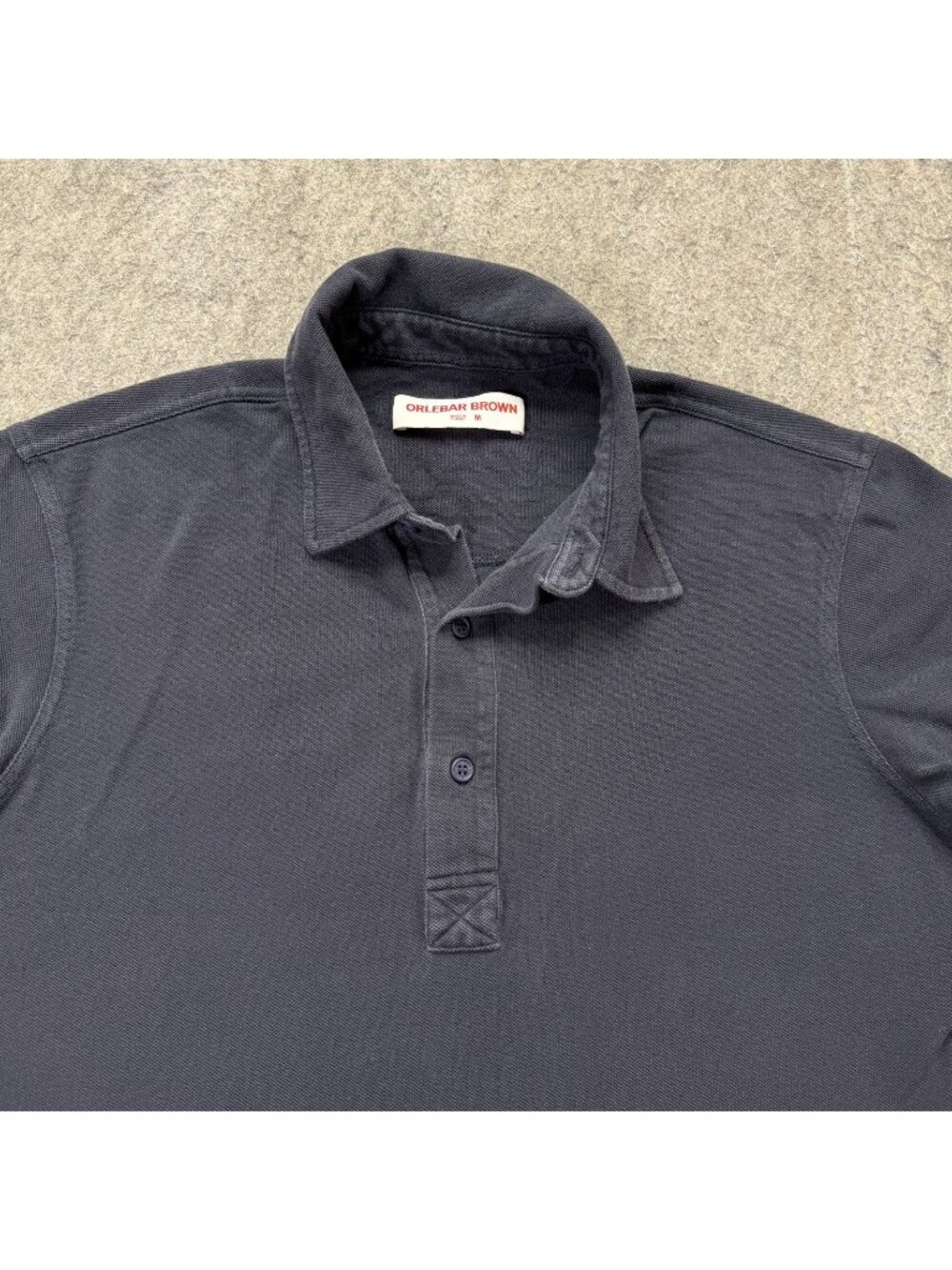 Orelbar Brown Polo Shirt Men M Blue Navy Dark Wash Pique Tailored Sebastian